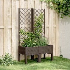 vidaXL Jardinieră de grădină cu spalier, maro, 80x40x142 cm, PP 367925