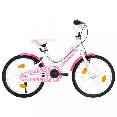 Bicicletă pentru copii, roz și alb, 18 inci foto