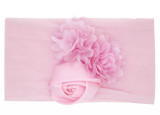 Bandă de cap largă și elegantă de flori roz pentru fetiță Microfiber
