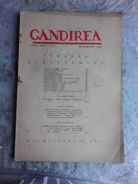 REVISTA GANDIREA NR.8/1938