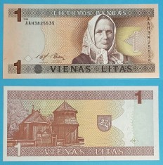 Lituania 1 Litas 1994 &amp;#039;Zymantien?&amp;#039; UNC serie: AAH3825535 p#53 foto