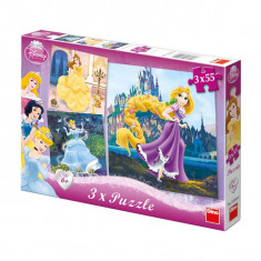 Puzzle Rapunzel , Cenusareasa si Belle 3 x 55 pcs foto