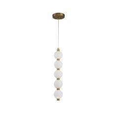 Lustra / pendul LED 5 globuri albe, 12W, culoare corp auriu, lumina calda/neutra/rece, inaltime 1M