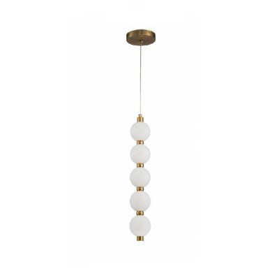 Lustra / pendul LED 5 globuri albe, 12W, culoare corp auriu, lumina calda/neutra/rece, inaltime 1M foto