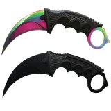 Set 2 Cutite Karambit CS:GO (Fade, Negru) Ideallstore, Teaca+Snur, Cutit Briceag Colectie, Vanatoare, Lama 9cm, Lungime 20cm