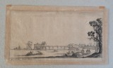 Stefano della Bella &quot;Peisaj cu barci&quot; gravura 1643