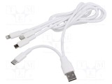 Cablu USB 2.0 nichelat 1.2m alb 10W AKYGA