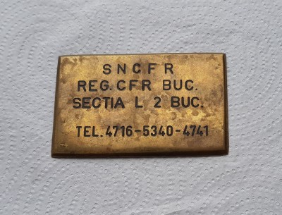 Placheta CFR , SNCFR , Sectia 2 L Bucuresti foto