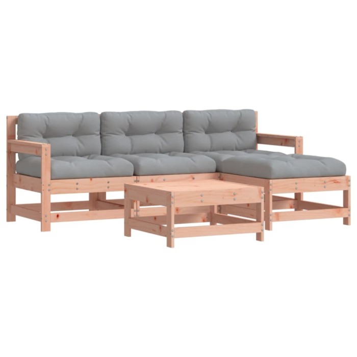 Set mobilier de gradina cu perne, 5 piese, lemn masiv douglas