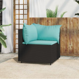 Canapea de colt gradina Gossi, poliratan negru, perne incluse, 63x63x57.5 cm