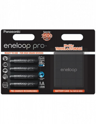 Acumulatori Panasonic Eneloop Pro AA R6 2500mAh cu carcasa 1,2V Ni-MH BK-3HCDEC4BE set 4 buc. foto