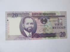 Mozambic 20 Meticais 2006 UNC,bancnota din imagini