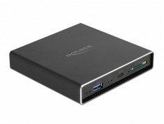 Rack extern USB-C pentru SATA HDD / SSD 2.5&quot; + USB-C + USB-A + slot SD, Delock 42618