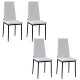 Cumpara ieftin Set 4 scaune bucatarie/living, Tomlo, poliester, metal, alb si negru, 41x50x97 cm