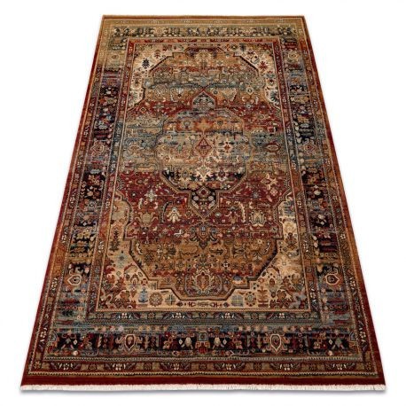 Covor L&acirc;nă KESHAN franjuri, Ornament oriental 7518/53528 bej / albastru inchis, 250x340 cm