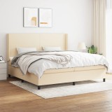 Cumpara ieftin Gossi pat box spring cu saltea, crem, 200x200 cm, textil