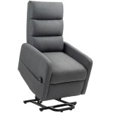 HOMCOM Fotoliu relax electric cu funcție de ridicare, telecomandă, spumă moale, buzunar lateral, husă cu aspect de in, Gri | Aosom Romania