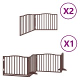 Cumpara ieftin Poarta caini pliabila cu usa 8 panouri maro 640 cm, lemn plop