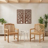 vidaXL Scaun din lemn sculptat &icirc;n formă de trandafir 2 pcs natural 42030012