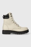 Tommy Jeans bocanci TJW LACE UP BOOT femei, culoarea bej, cu platforma, EN0EN02314