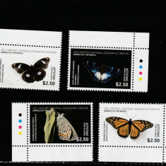 Aitutaki 2017-Fauna,Fluturi,serie 4 valori,colt de coala,dant,,MNH,Mi.992-995