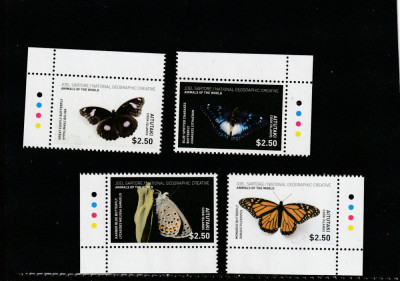 Aitutaki 2017-Fauna,Fluturi,serie 4 valori,colt de coala,dant,,MNH,Mi.992-995 foto