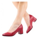 Pantofi eleganti dama, rosii, din piele naturala box, toc 5 cm - NA73ROSU