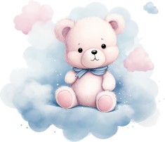 Sticker decorativ, Ursulet, Albastru, 69 cm, 8380ST-8 foto