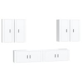Set dulap TV, 6 piese, alb, lemn prelucrat