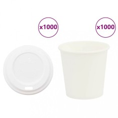 vidaXL Ce?ti de cafea din hartie cu capace 1000 buc 4oz 100ml foto