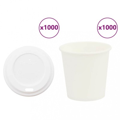 vidaXL Cești de cafea din h&amp;acirc;rtie cu capace 1000 buc 4oz 100ml 3325215 foto
