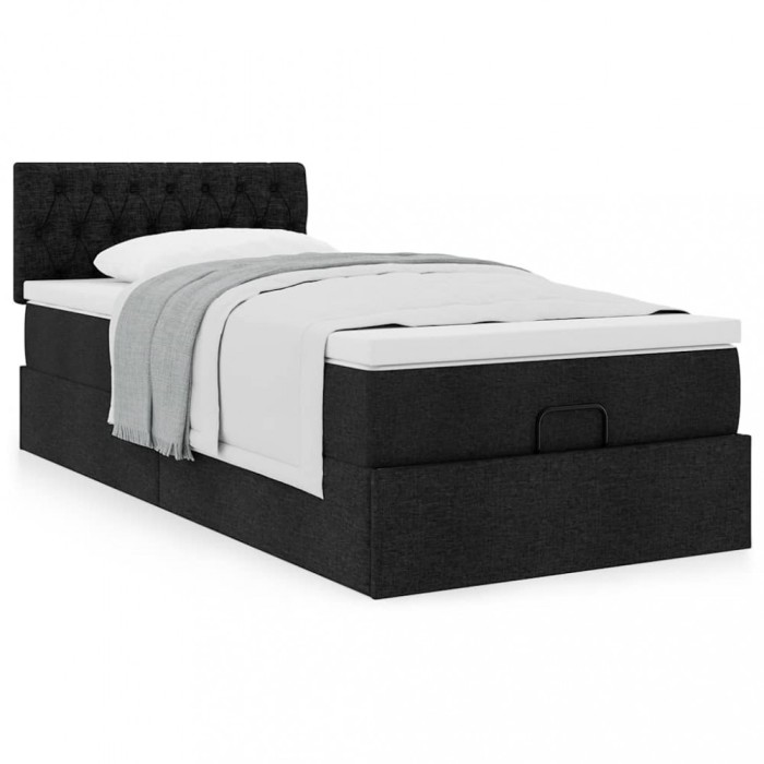 Gossi cadru pat otoman cu saltea tesatura neagra 90x200cm
