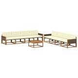 vidaXL Set de canapele de exterior cu pernă 9 pcs Natural și Crem 3381322