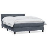 Cumpara ieftin Pat box spring cu saltea, gri inchis, 160x210 cm, catifea