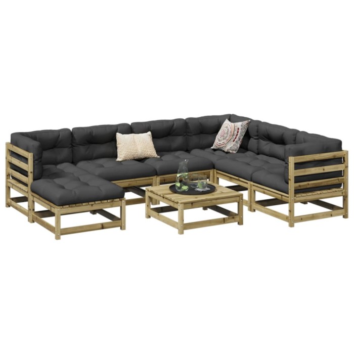Gossi set canapea de gradina, 8 piese, lemn de pin tratat