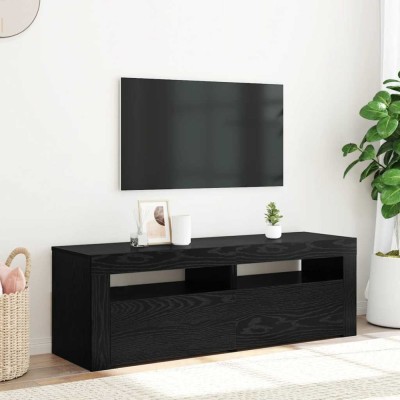 vidaXL Dulap TV cu LED stejar negru 120x35x40 cm lemn prelucrat foto