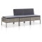 Gossi set mobilier de gradina cu perne, 3 piese, gri, poliratan
