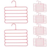 Set 10 Umerase Mercaton din Plastic, cu 5 Pozitii, Pentru Pantaloni, Fuste sau Cravate, 31 x 31 cm, Roz
