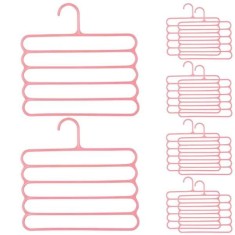 Set 20 Umerase Mercaton din Plastic, cu 5 Pozitii, Pentru Pantaloni, Fuste sau Cravate, 31 x 31 cm, Roz