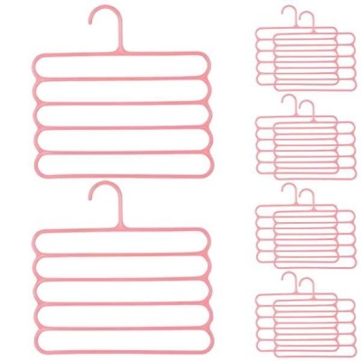 Set 20 Umerase Mercaton din Plastic, cu 5 Pozitii, Pentru Pantaloni, Fuste sau Cravate, 31 x 31 cm, Roz foto