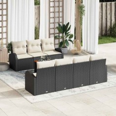 vidaXL Set de canapele pentru grădină 8 pcs Negru și alb