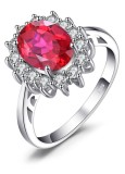 Cumpara ieftin Inel de logodna JewelryPalace, rubin creat oval 2.7ct, halou cristale, argint sterling 925, marime US 8