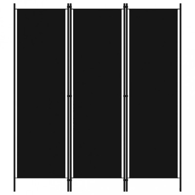 vidaXL Paravan de cameră cu 3 panouri, negru, 150 x 180 cm foto