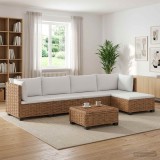 Cumpara ieftin 6 buc. Set de lounge din ratan cu perne GENDT Ratan Natural