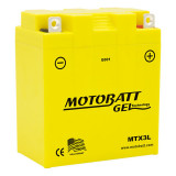 Baterie Moto, Voltaj: 12 V, Capacitate: 3 Ah, Lungime: 97 mm, Lățime: 56 mm, &Icirc;nălțime: 109 mm, Borna pozitivă in dreapta, Curent de pornire: 40 A, Motobatt