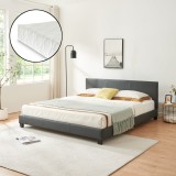 Pat tapitat Dortmund Dunkelgrau cu saltea 180 x 200 cm gri inchis Corium HausGarden Leisure, [Corium]