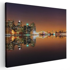 Tablou vedere panoramica cladiri moderne noaptea Tablou canvas pe panza CU RAMA 20x30 cm
