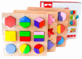 Trei figuri din lemn Montessori Jigsaw Puzzle 48 de piese