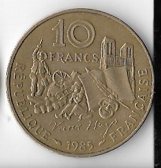 Moneda 10 francs 1985 - Franta, Victor Hugo foto