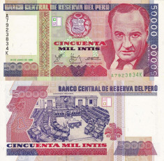 PERU 50.000 intis 1988 UNC!!! foto